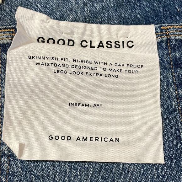 GOOD AMERICAN Good Classic Raw Hem Jeans Straight High Rise Blue940 Size 29 NEW - Picture 12 of 15